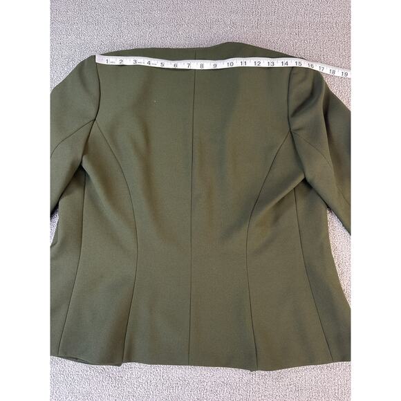 Halston Suit Set Skirt Jacket Career Academia Green Size 4 Petite - Picture 10 of 16